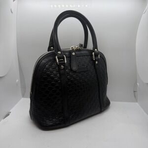 Gucci Microguccissima Mini Dome Satchel Black Leather Crossbody‎ Bag Handbag GG